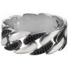 Image of Bijoux Orusbijoux Bague Homme Argent Chaine Moderne Sertie Zirconium Noir