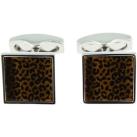 Image of Boutons de manchettes Simon Carter Boutons de manchette Léopard Marron oeil de tigre