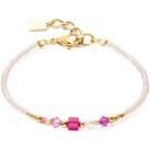 Image of Bracelets Coeur De Lion Bracelet Square Stripes doré-magenta