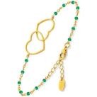 Image of Bracelets Orusbijoux Bracelet Argent Doré C?ur Et Pierre Onyx Vert