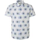 Image of Chemise No Excess Chemise Manches Courtes De Lin Impression Bleu