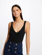 Image of Débardeur pull avec col en V noir femme