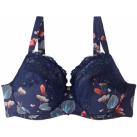 Image of Emboitants Pomm'poire Soutien-gorge grand maintien C, D et E imprimé bleu Espiègle