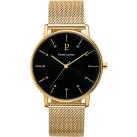 Image of Montre Pierre Lannier CITYLINE Cadran Noir Bracelet Acier milanais Doré