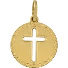 Image of Pendentifs Brillaxis Médaille or jaune 18 carats croix ajourée