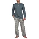 Image of Pyjamas / Chemises de nuit Mariner Pyjama en pur coton peigné col boutons et bas en flanelle