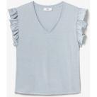 Image of T-shirt Le Temps des Cerises Top ryls bleu ciel irisé