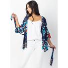 Image of Veste Coton Du Monde courte esprit kimono AYAKO bleu marine