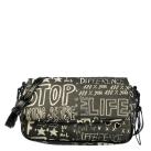 Image of <p>Sac trotteur <strong>Desigual</strong> Messages Sequins en similicuir. <br />Un modèle aux imprimés sympas, dont le fond <strong>extensible</strong> par un zip, peut vous faire gagner 2 ou 3 précieux centimètres... <br />Il contient deux poches zippées