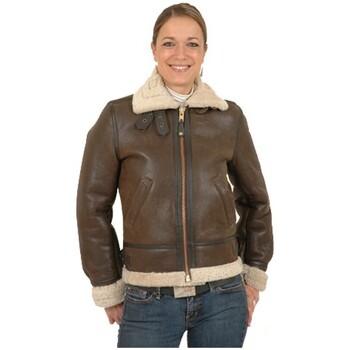 Image of Blouson Schott Blouson Bombardier Femme Ref 25781 Marron Foncé