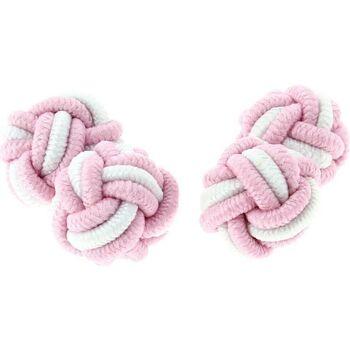 Image of Boutons de manchettes Clj Charles Le Jeune Passementerie RONDO Rose et blanc
