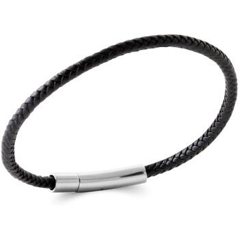 Image of Bracelets Brillaxis Bracelet cuir noir et acier