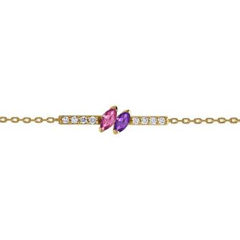 Image of Bracelets Brillaxis Bracelet or améthyste saphir rose diamants
