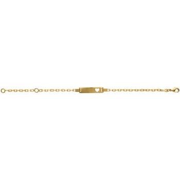 Image of Bracelets Brillaxis Gourmette enfant petit coeur plaqué or