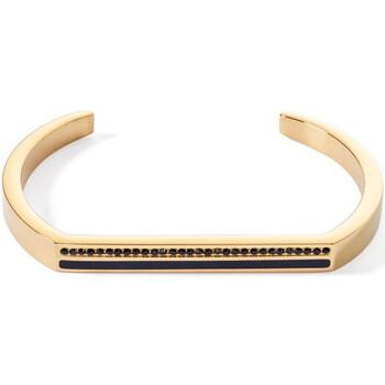 Image of Bracelets Coeur De Lion Bracelet jonc Cuff Square doré/noir