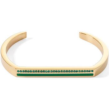 Image of Bracelets Coeur De Lion Bracelet jonc Cuff Square doré/vert