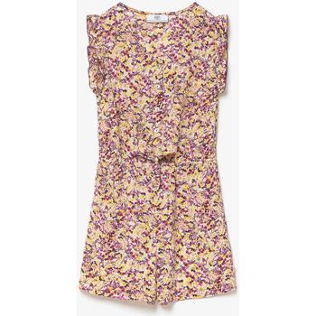 Image of Combinaisons enfant Le Temps des Cerises Combi-short yogagi à motif floral rose et jaune