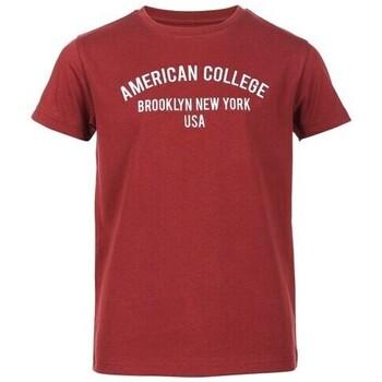 Image of Ensembles enfant American College TEE-SHIRT BRODERIE - BURGUNDY - 12 ans