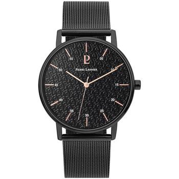Image of Montre Pierre Lannier CITYLINE Cadran Noir Bracelet Acier milanais Noir