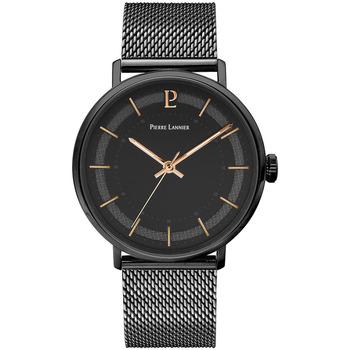 Image of Montre Pierre Lannier GAIUS Cadran Noir Bracelet Acier milanais Noir