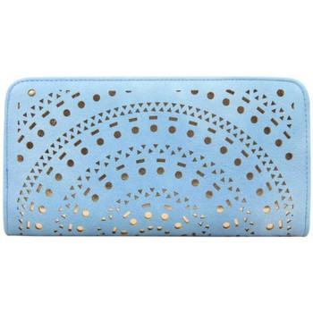 Image of Portefeuille A Découvrir ! Grand portefeuille zippé déco Bleu ajouré doré
