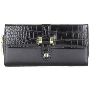 Image of Portefeuille A Découvrir ! Portefeuille à zip - Motif imprimé animal croco - Noir