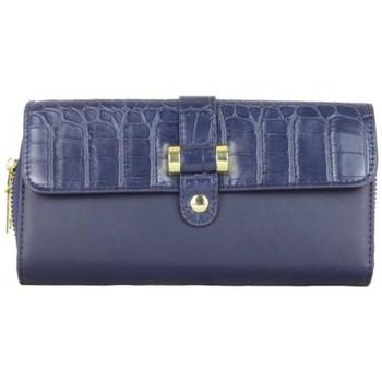 Image of Portefeuille A Découvrir ! Portefeuille à zip - Motif imprimé animal croco - bleu marine
