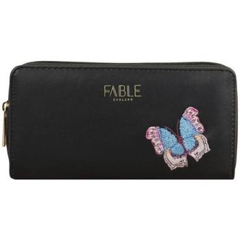 Image of Portefeuille A Découvrir ! Portefeuille zippé - Noir - Motif brodé papillon