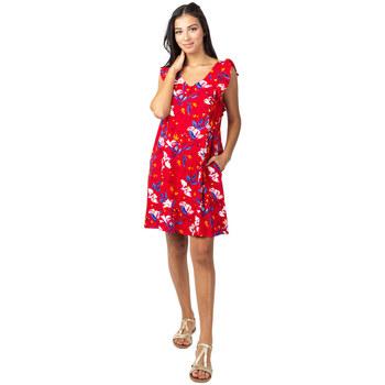 Image of Robe Coton Du Monde courte sans manches volantées ZOLA rouge