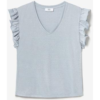 Image of T-shirt Le Temps des Cerises Top ryls bleu ciel irisé