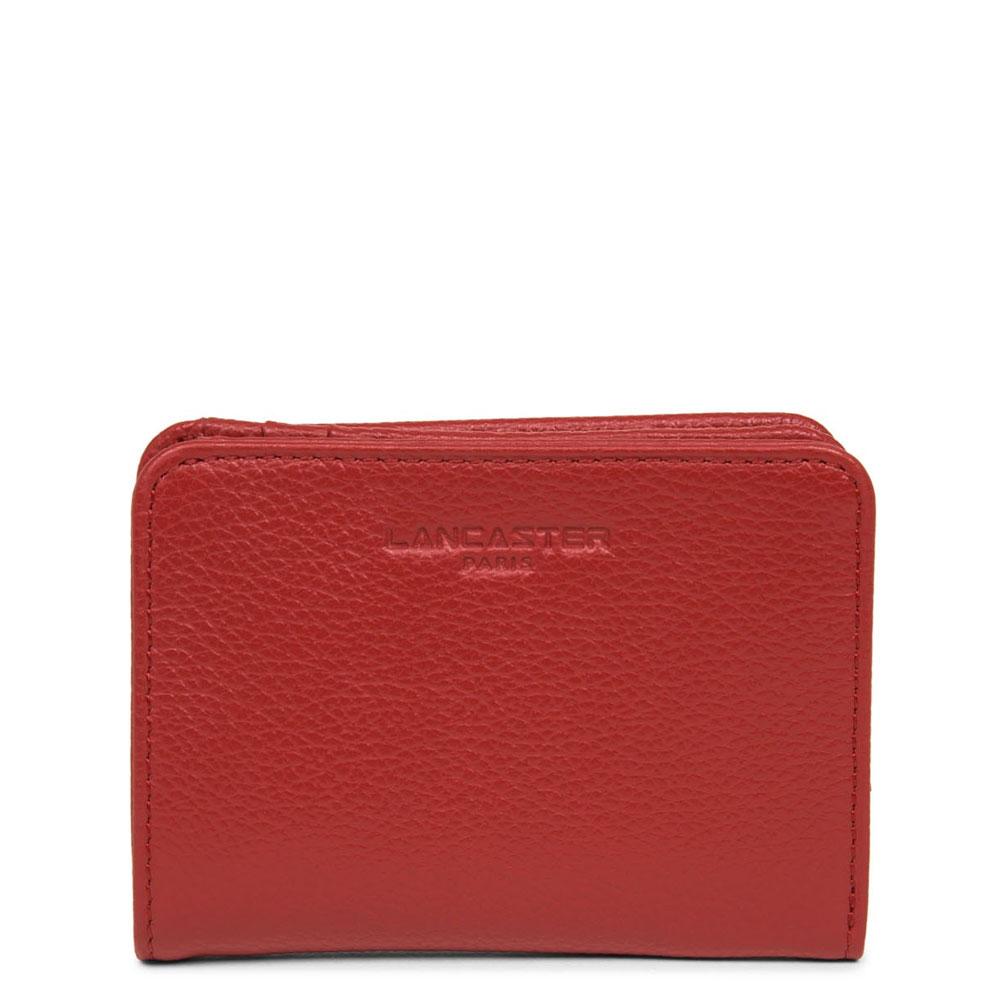 Image of <p>Porte-monnaie zippé <strong>Lancaster Foulonné</strong> en cuir grainé. <br />Vous y rangerez 5 cartes format bancaire, vos reçus dans 2 poches plaquées et vos billets dans une poche transversale. <br />Au dos, un espace porte-monnaie à deux soufflets