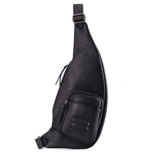 Image of <p>Sac asymétrique<strong> Wylson Hanoï</strong> en similicuir. <br />Il s'organise avec un compartiment à fermeture latérale par zip et une poche zippée avec la poche aimantée sur le devant. <br />Se porte en travers grâce à sa bandoulière ajustable. <br