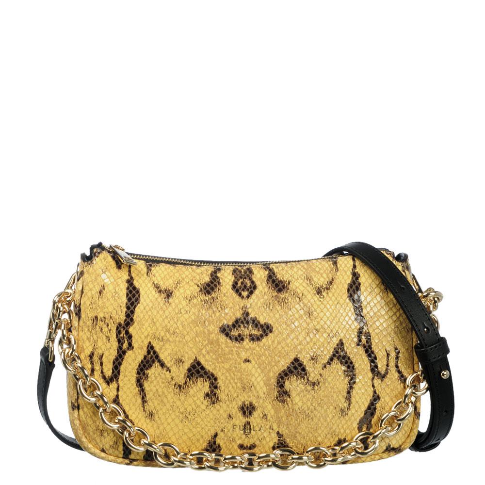 Image of <p>Sac bandoulière (S) <strong>Furla Moon</strong> confectionné en cuir à<strong> imprimé python</strong>.<br /> La bandoulière en cuir amovible, personnalisée avec le logo iconique de Furla, permet de le porter confortablement en travers du corps. <br />