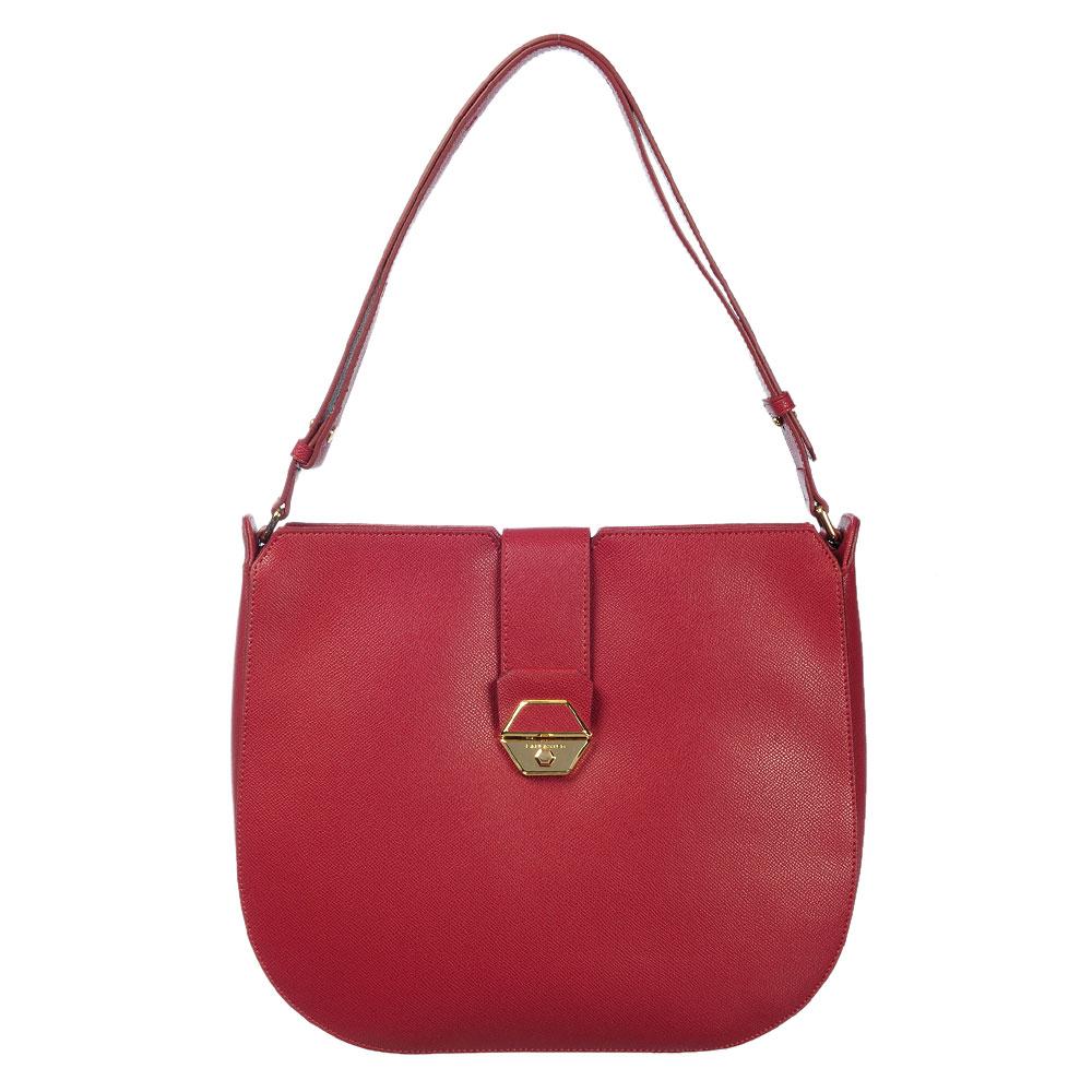 Image of <p>Sac porté épaule Delphino de Lancaster en refente de cuir de vachette grainée. Son maxi format permet de contenir un format A4. <br />La doublure interne dispose de 3 poches dont une zippée. <br />A l'extérieur, une poche au dos, picots sous le sac et
