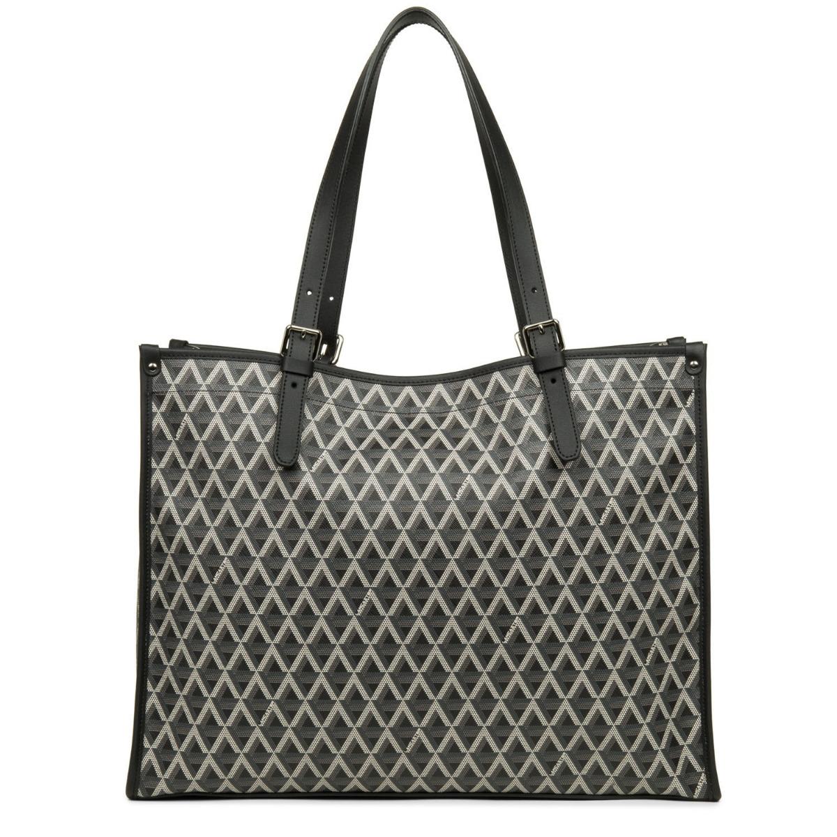 Image of <p>Sac shopping (XL) <strong>Lancaster Ikon</strong> en toile enduite garnie refente de cuir de vachette. <br />Ce grand cabas pratique au quotidien contient une poche zippée. <br />Il se ferme avec un mousqueton. <br />Peut fragile, il pourra contenir vo