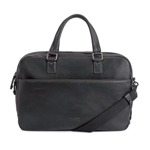 Image of <p>Serviette double-compartiment, dans un beau cuir souple et mat qui se patinera avec le temps. <br />Elle est bien organisée :<br />avec un 1er compartiment équipé :<br />- d'une poche zippée, <br />- de 2 petites poches plaquées <br />- de 3 emplacemen